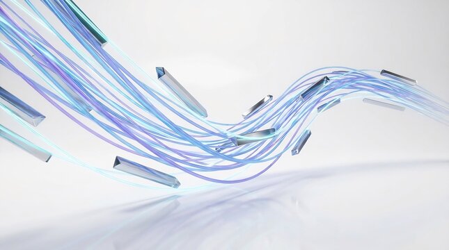 Flowing blue purple abstract lines tech background.