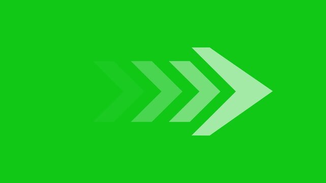 Right-directional arrow loop animation. Animated arrows for the overlay video layer. 4k animation on green screen