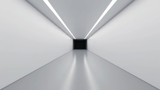 Futuristic white tunnel channel material, technological geometric light and shadow back