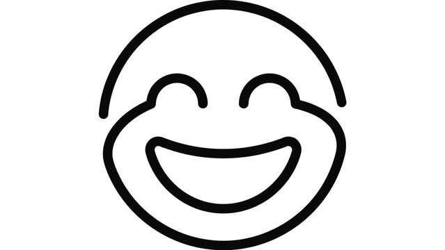 Minimalist outline icon of a happy laughing face emoji.