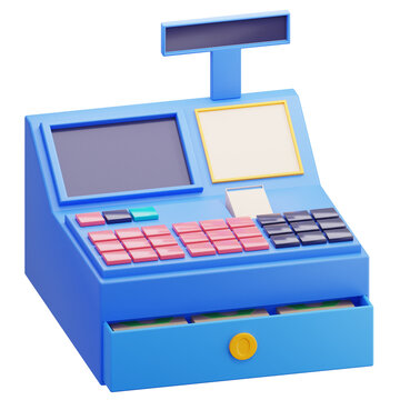 3D cash register retail checkout terminal for sales and commerce transactions