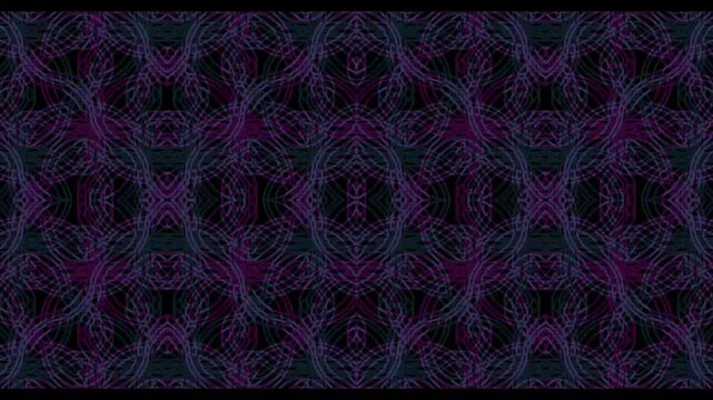 Abstract kaleidoscope animation featuring pink and blue geometric patterns looping seamlessly against a dark background. The 30‑second video showcases symmetrical flower‑like and diamond motifs with v