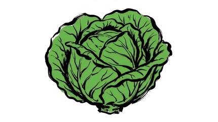 Fototapeta premium Illustration of a green cabbage