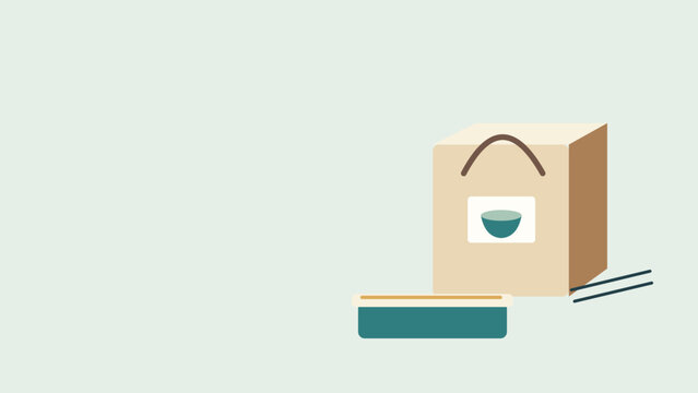 Korean food delivery box and bowl vector illustration