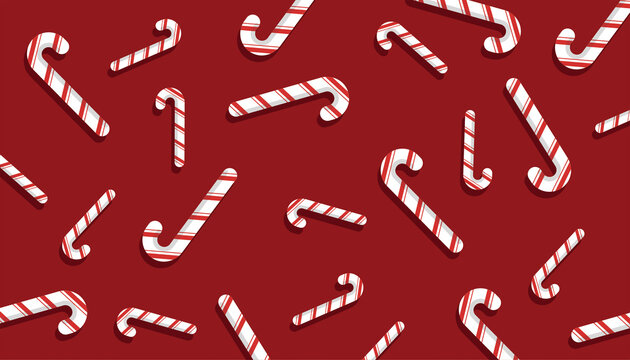 Christmas Vector Background, Abstract Candy Cane Pattern on Scarlet background color. Red Candy Cane backgrounds. Vector art