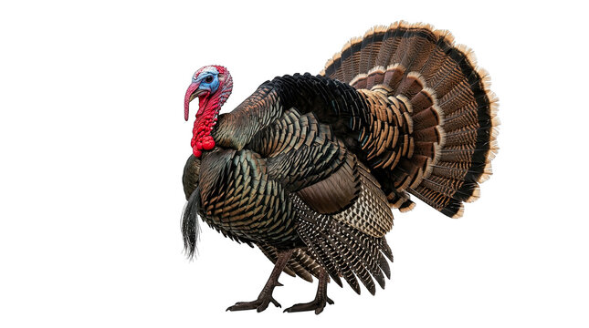 A magnificent male wild turkey displaying its vibrant plumage a symbol of autumn and thanksgiving isolated on transparent background