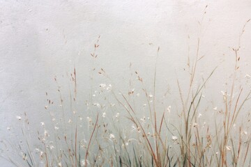 Obraz premium Delicate abstract meadow grass on soft textured white background