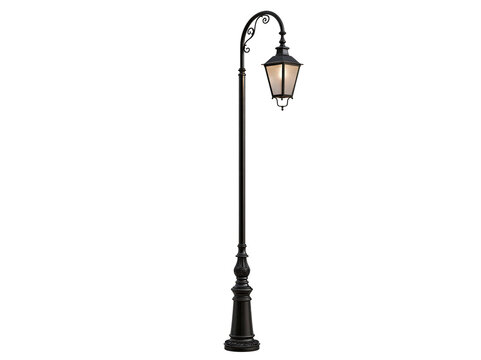 Vintage style black metal street lamp isolated on a clean white background
