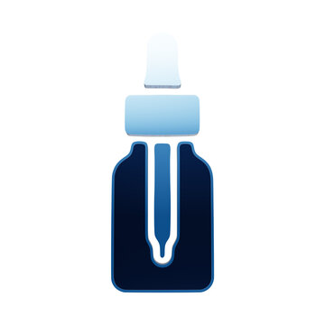 A glossy blue 3D icon of a glass dropper bottle, often used for medicine, essential oils, or skincare, isolated on a white background for isolated on a transparent background