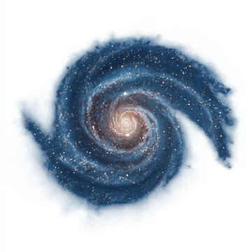 Blue Galaxy Spiral Space Whirlpool Swirl Isolated on White Background