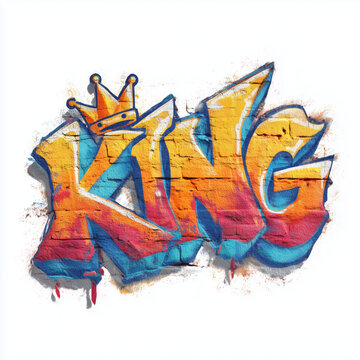 Graffiti Text King Colorful Urban Style Art Isolated on White Background