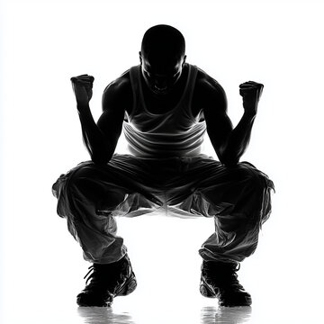 Black Silhouette Man Sitting Pensive Pose Isolated on White Background