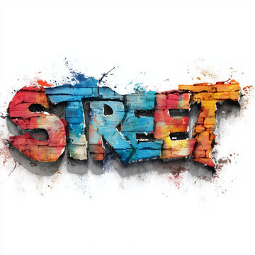 Graffiti Text Street Urban Spray Paint Art Isolated on White Background