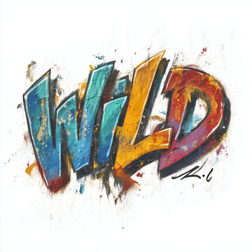 Graffiti Text Wild Spray Paint Urban Lettering Isolated on White Background
