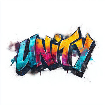Graffiti Text Unity Urban Hip Hop Style Isolated on White Background