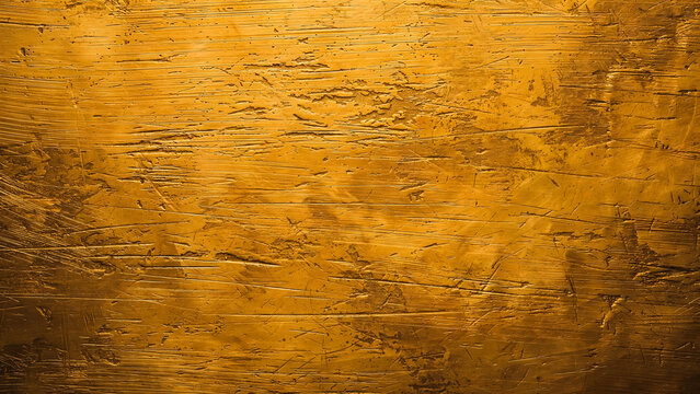 Weathered gold grunge texture with rough distressed pattern, vintage rustic metallic background design.