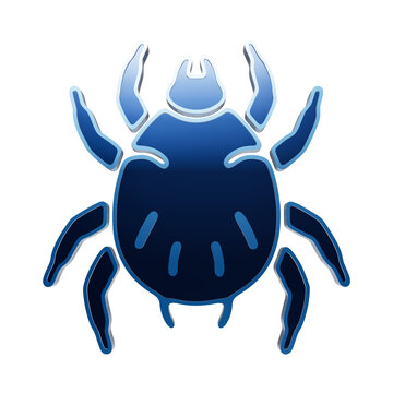 A glossy blue tick or mite insect icon, rendered in a 3D style on a white background, representing medical entomology, parasites, and vector-borne disease risks isolated on a transparent background