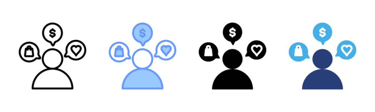 Consumer Behavior icon set multiple style collection