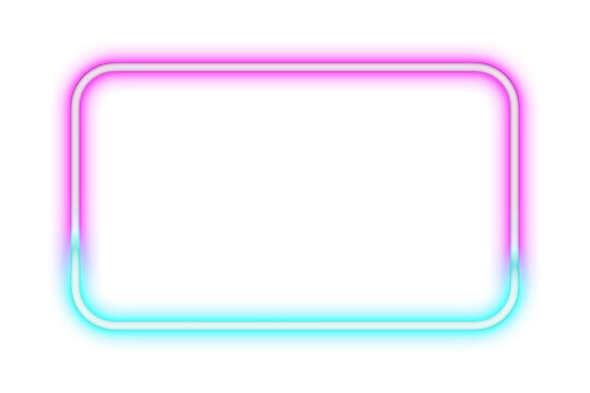Rounded rectangular frame with soft pink and blue neon glowing outline rounded border rounded rectangle neon light border design graphic resource
