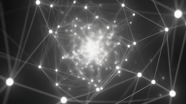 白い光が輝くネットワーク構造の未来的な抽象背景