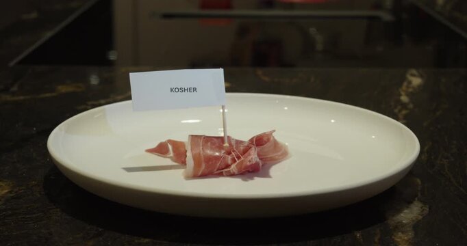 Kosher food concept with meat on a plate.