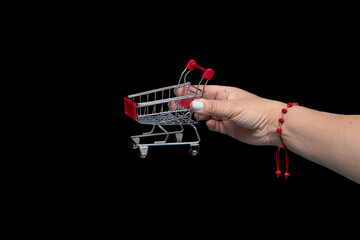 Hand holding miniature shopping cart for online retail concept © Jair Fonseca