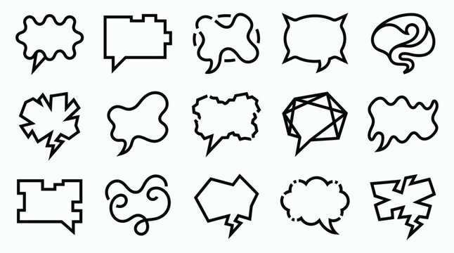 Set of various hand drawn speech bubbles and thought clouds for comics and graphic design elements
