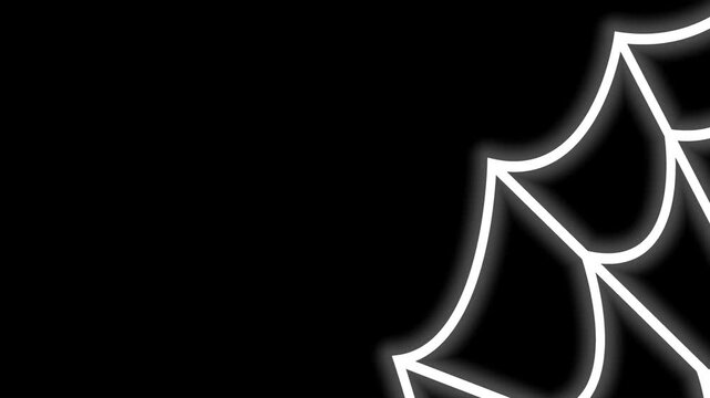 Glowing White Spider Web Animated Frame Overlay for Halloween Spooky Black Background.