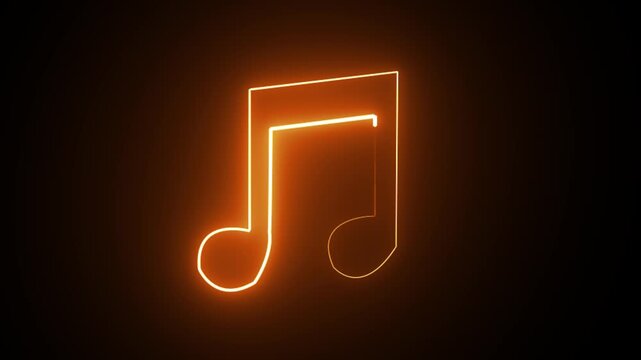 Neon fire color music icon animation video. Musical note icons. Abstract neon glowing double musical note icon animation. Music symbol neon.Abstract neon music notes .
