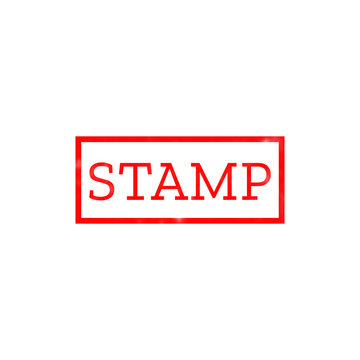 Red rubber stamp impression with the word stamp