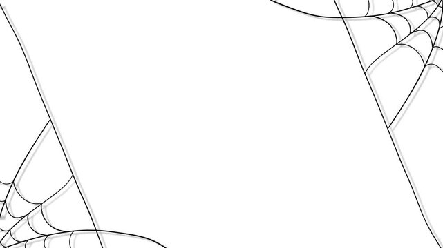 Minimalist Halloween Spider Web Corner Frame Animation Loop White Background.