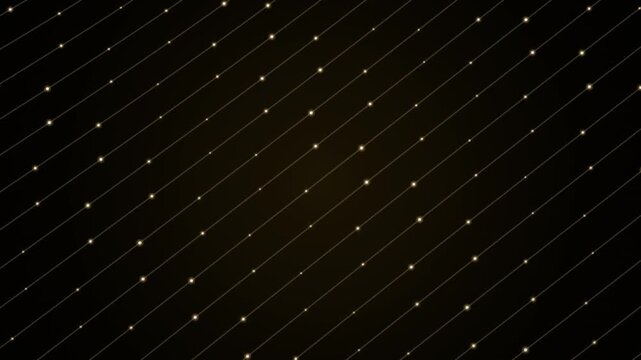 Golden Diagonal Grid Lines with Glowing Dots Luxury Background
