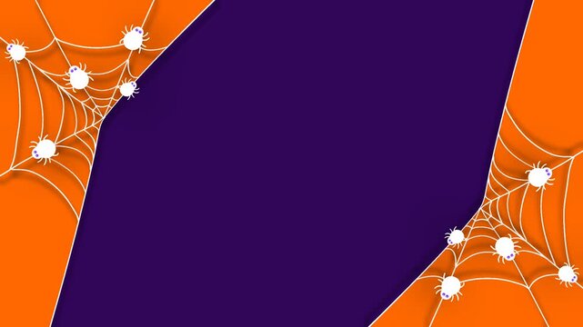 Halloween Spider Web Orange And Purple Frame Background Animation Loop.
