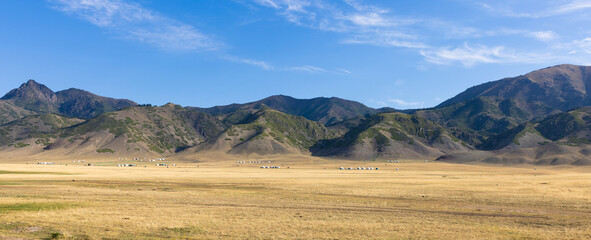 Vast Mountain Valley Meadow With Clear Blue Sky in Xinjiang province China