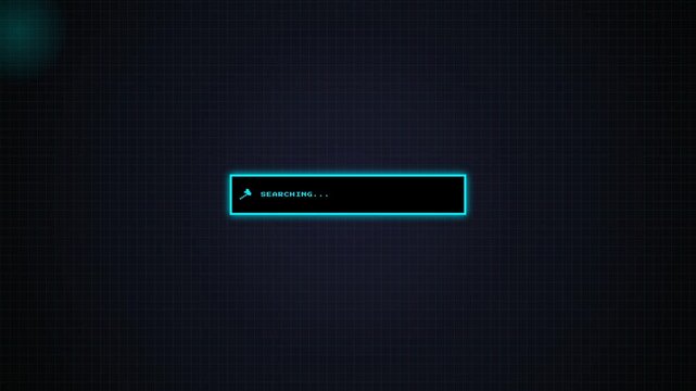 Minimalist blue search bar interface design with a modern grid pattern background, suitable for website or app layouts.