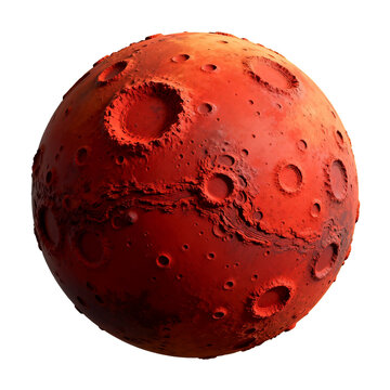 [Transparent Background PNG]Craters Covered Red Celestial Rocky Sphere Like Mars Or Moon