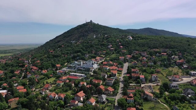Aerial Panorama of Vrsac, Vrsac Mountains and Vrsac Tower, Serbia