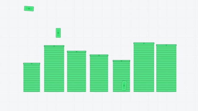 Green Bar Chart Data Visualization Abstract Background.