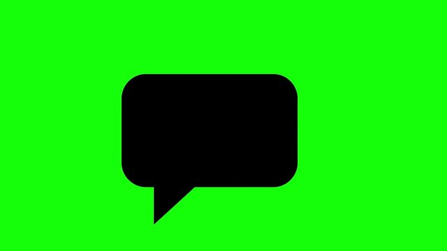 Black Chat Bubble Popup Animation. Green Screen Video Comments. Social Media Talk Symbol Message Balloon Graphic Notification. Vector Icons