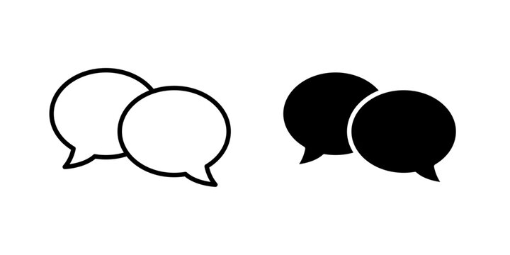 A clean talk bubble icon in stroke, filled, and colored vector styles, representing conversation, messaging, communication, discussion, comments, and online chat. Ideal for social media, messaging app