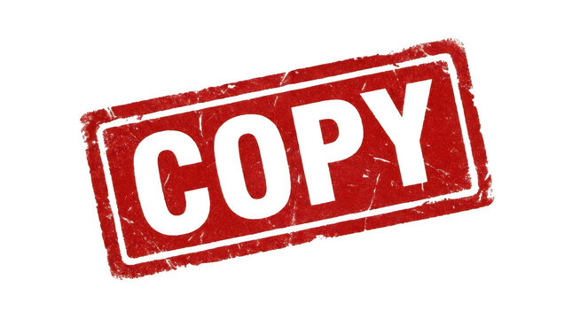 Red rubber stamp with the word COPY isolated on a transparent background
