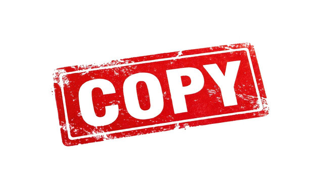 Red rubber stamp with the word COPY isolated on a transparent background