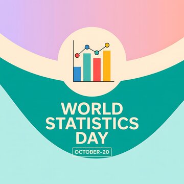 World statistics day poster with colorful bar chart graphic and october 20 date