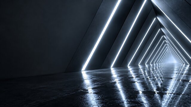 Futurism LED Illuminated Triangular Tunnel Background