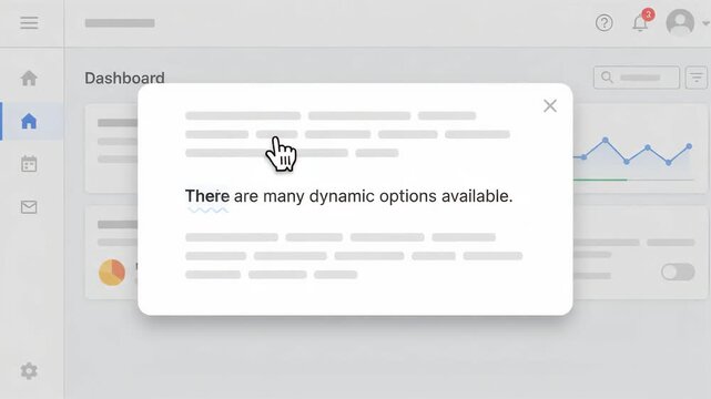 computer cursor hovers over a highlighted spelling error correction tooltip within a digital dashboard user interface containing analytics charts and professional web application interface elements