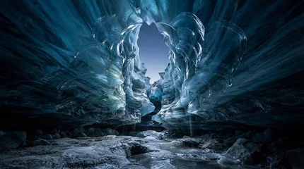 Stunning ice cave interior with blue glacier formations © IMPic