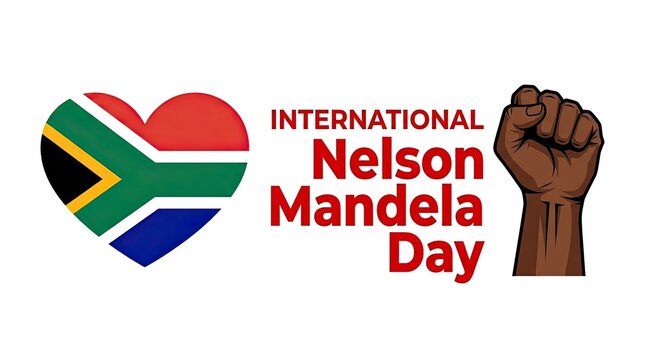 International nelson mandela day illustration with south african flag and raised fist