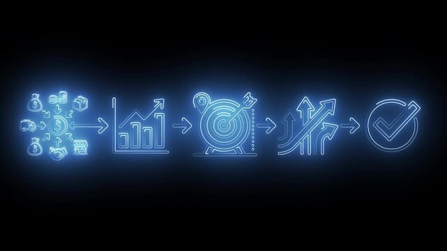 Neon Blue Multi Channel Revenue Capital Growth Target Strategy and Execution Motion Graphic