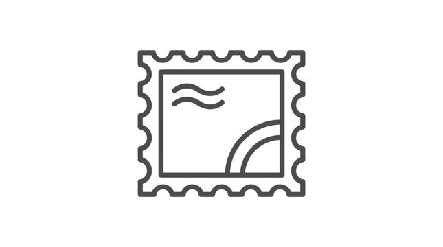 Postage stamp outline icon showing a simple rectangular border with jagged edges and minimalist interior lines
