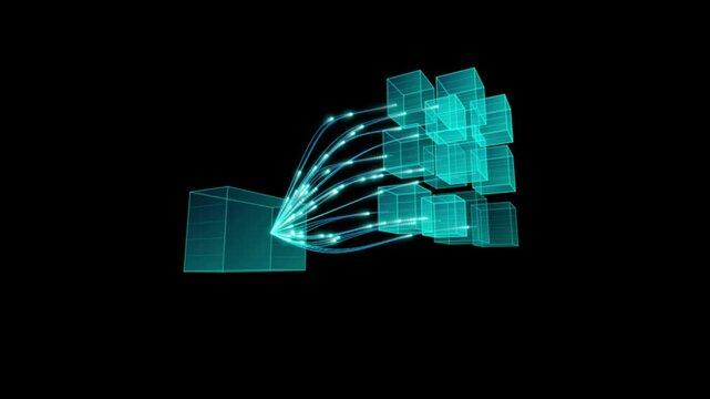 Digital Data Transfer Cube Network Technology Animation 